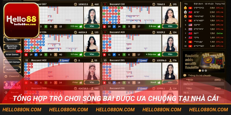 Những game hot tại live casino Helllo88